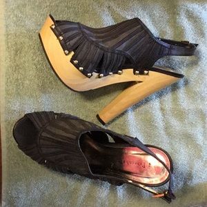 Black wood heel store display